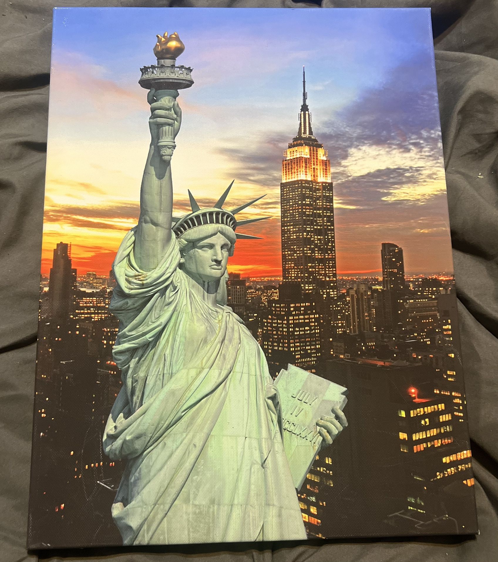 Lighted LED Statue Of Liberty Canvas Art