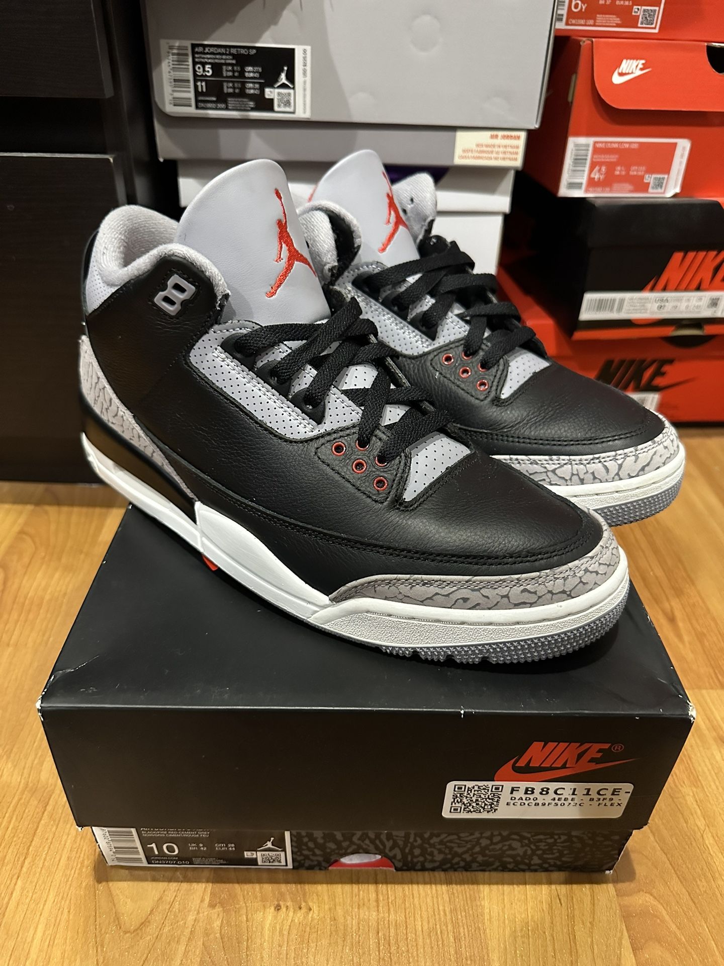 Jordan Black Cement 3 Size 10