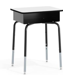 Flash Furniture Metal Student Desk with Open Book Box, Gray