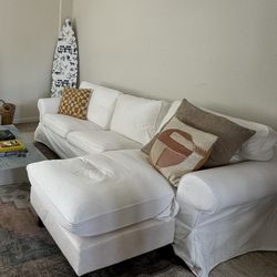 WHITE COUCH + CHAIR - SOFA 