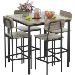 Dining Table Set for 4, Kitchen Table and Chairs for 4, Dining Room Table Set, Compact Design