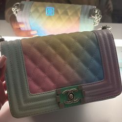 Chanel Caviar Quilted Medium Cuba Rainbow Boy Flap Multicolor