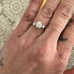 1 Ct 3 Stone Moissanite Adjustable Ring In Sterling Silver