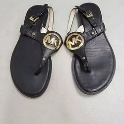 Michael Kors MK Designer Black Buckle Sandals- Women's Size 8.5M