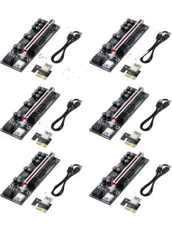 6-Packs PCIE 1x To 16x Riser Card With 0.6 M Usb 3.0 Extension Cable 6pin SATA Bitcoin Ethereum Mining rig ETH