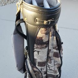Mizuno 6 Way Brown White Old School Pattern Cart Bag 