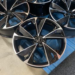 21” Gloss Black Machined RS7 Style Wheels NEW 4X Square Set 21x9 +30 (5x112) fits Audi A5 A6 A7 A8 