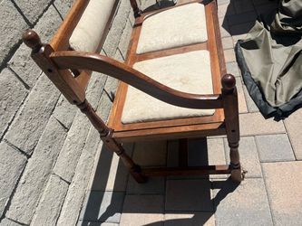 Vintage Wooden Bench with Upholstered Cushions