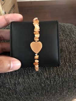 Carnelian Bracelet With Jasper Heart Detail