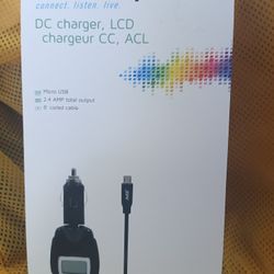 A,DC CHARGER LCD MICRO USB 8'COILED CABLE