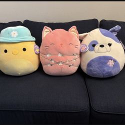 Lot of 3, 16” Squishmallow. Chick, Pink Cat, dog.  