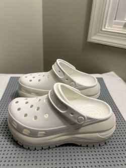Crocs Mega Crush Clog Shiitake White Platform Shoes Womens Size 6 Pre-owned