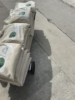 Decorative yard elements play sand