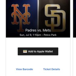 Padres vs Mets/ Sunday 7/9