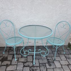 Teal Metal Table And Chairs 