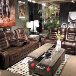Game Zone Bark Power Reclining Living Room Set 🛋️Sofa And Loveseat 