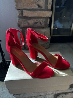 Red Block Heels
