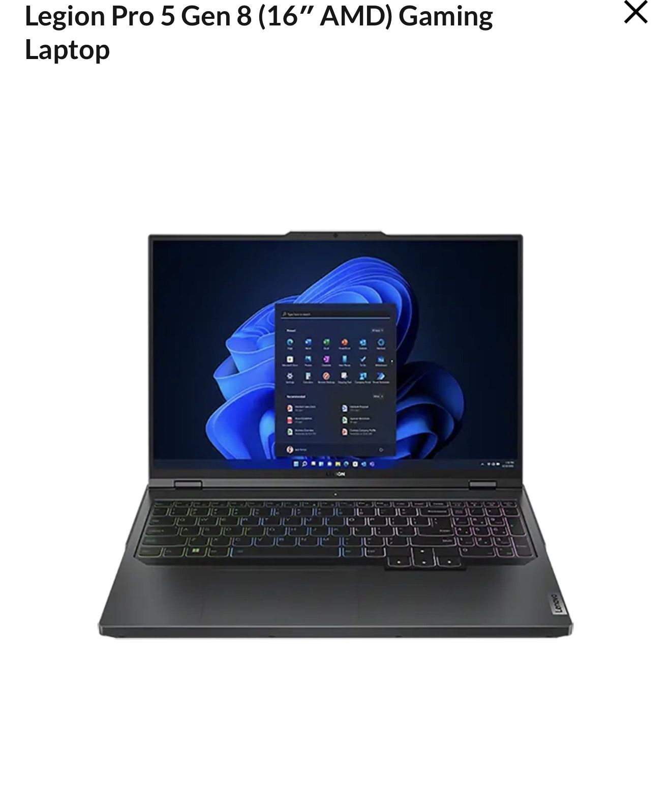 Legion Pro 5 Gen 8 (16" AMD) Gaming Laptop X