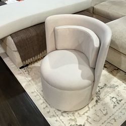 Modern Bouclé Accent Chair – Cream – Like New – Stylish Barrel Design - Has been in Storage -:Never Used
