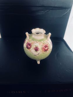 Miniature Porcelain Footed Vase with Floral Design