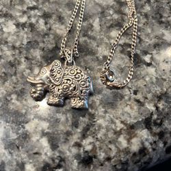 Sterling silver Balinese style filigree elephant and chain