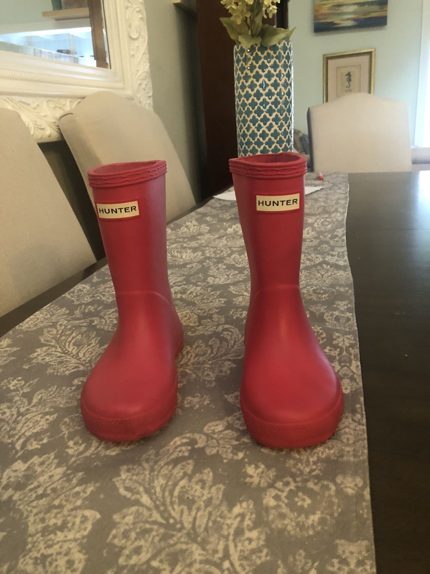 Kids Pink Hunter Rain Boots Sz 8