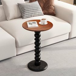 NEW Set of 2 Solid Wood Round Side Tables
