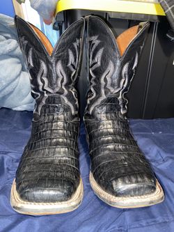 Mens Dan Post Genuine Black Caiman Belly Boots