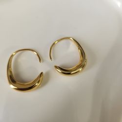 New Gold Sterling Silver Open Hoop Earrings