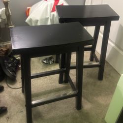 Cherry Oak Saddle SeatBar Stools W/  Metal Foot Plate
