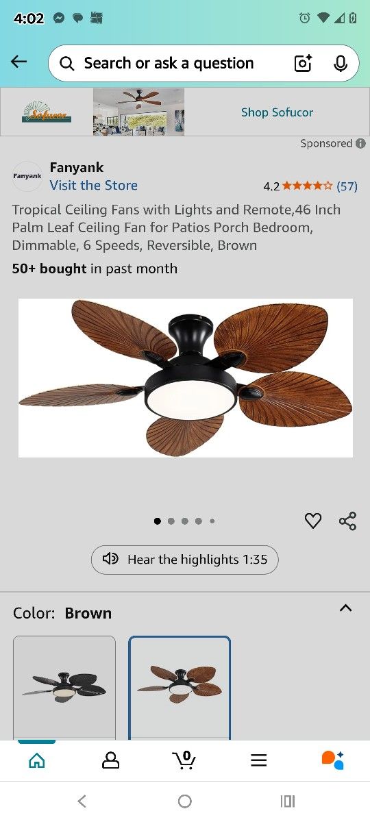 Ceiling Fan With Leaf Like Blades