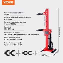 Strut Spring Compressor, 4.5 Ton/9920 LBS Hydraulic Jack Capacity, 1 Ton Rated Compression Force, Auto Strut Coil Spring Compressor Tool, Hydraulic Sp