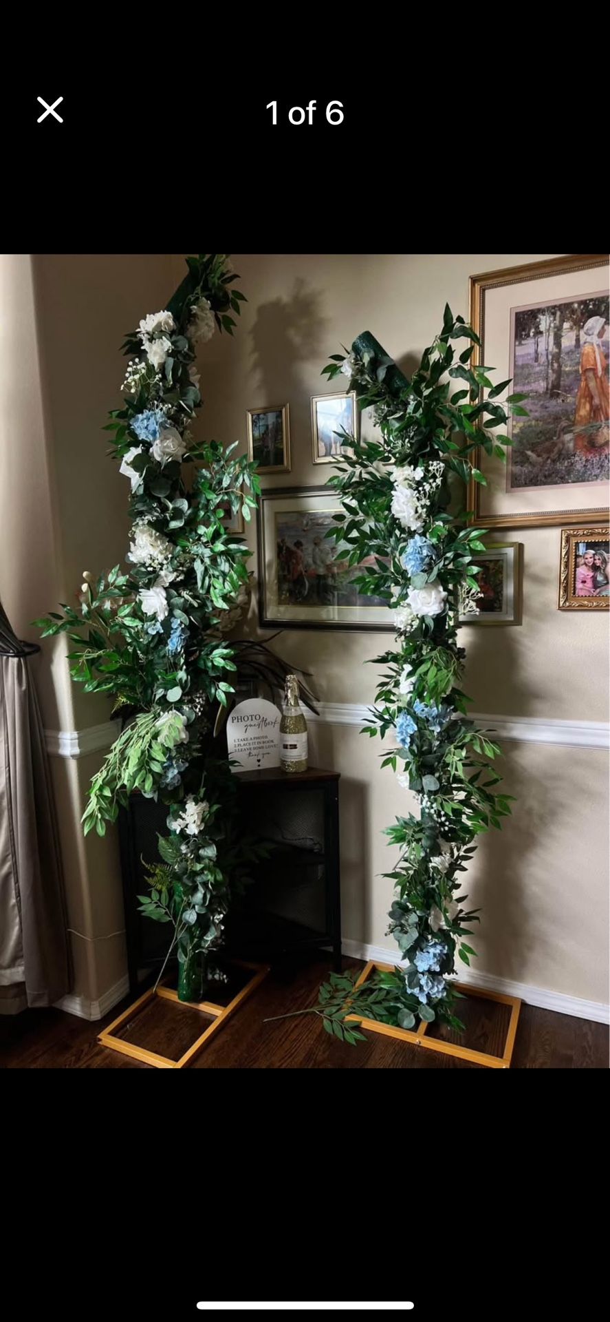 Wedding Floral Arch Backdrop – Faux Greenery & Flowers (Set of 2)
