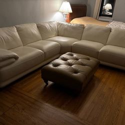 Chateau d'Ax L Shaped Italian Leather Sectional Couch / Sofa