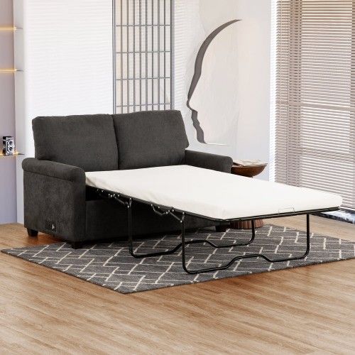 Brand New Sofa Bed With 2 Inch Mattress USB OUTLET BLACK FABRIC $689