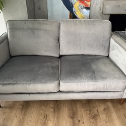 2  Fairfax Steel Grey Velvet Loveseat by living spaces