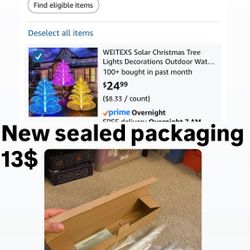 Solar Christmas Tree Lights Optical Fiber 7 Color Changing 3 Pack Outdoor, Waterproof, 5 Layer, for Yard Pathway Outside, Decorations, Decorative Gift