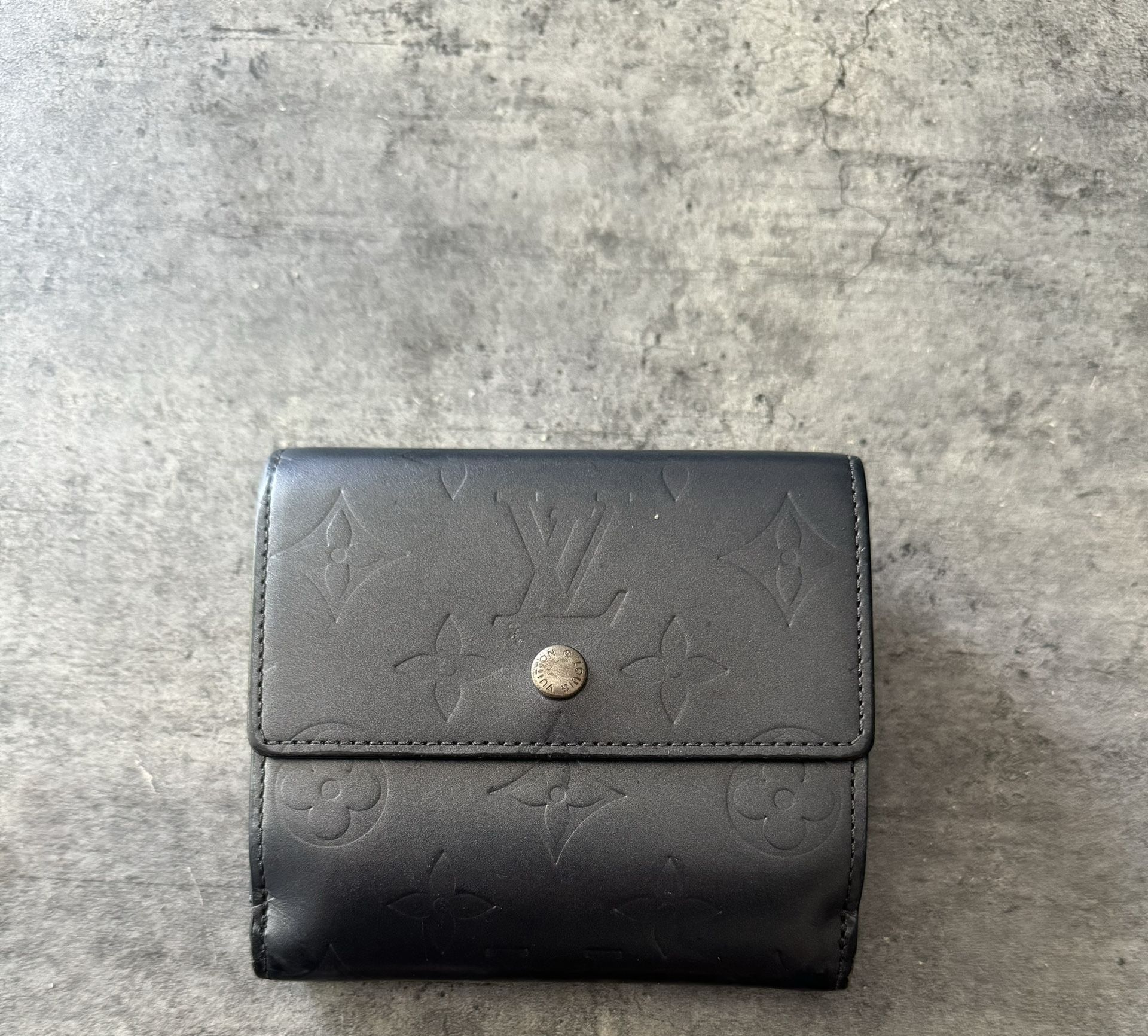 AUTHENTIC Louis Vuitton Pearl Steel Elise Monogram Vernis Cartes Bifold Wallet