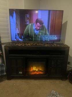 Tv Stand And Side Table Dark Brown Wooden