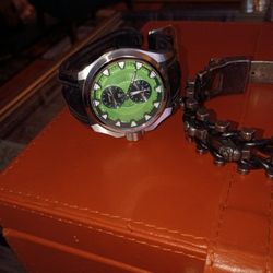Invicta Watch And A Victor Watch And A Iron Metal Bracelet