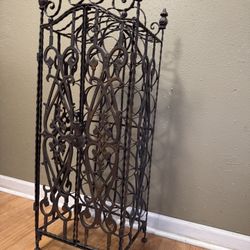Rustic Wrought And Cast Iron Wine Rack/Cabinet