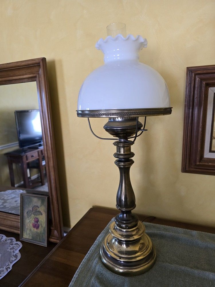 Brass and Milk Glass Lamp
