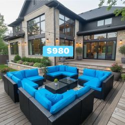 Outdoor Sectional Sofa Set with Coffee Tables