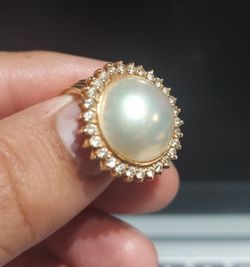 size 7.75 - 8 ring 14-karat gold, Mabe pearl