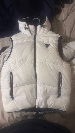 White Guess Puffer Vest with Hood, size small