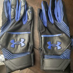 Blue/Black Under Armor Baseball Batting gloves