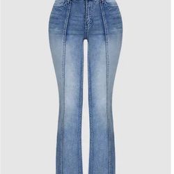 Flamingals stitch detail high waist boot cut womens jeans