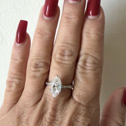 NEW! 4CT. Marquee Cut Certified Moissanite Gemstone Engagement Ring, Please See Details 💕