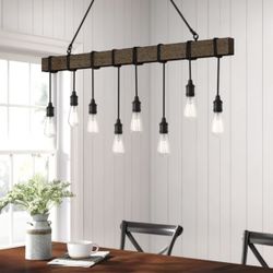 $225 EACH + sales tax- {TWO} Viraj 8 - Light Kitchen Island Bulb Pendant with Nylon Accents. 42” x 8” x 4.75”. MSRP $537 each.  