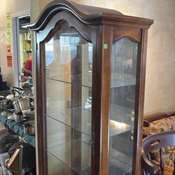 vintage wood curio cabinet,